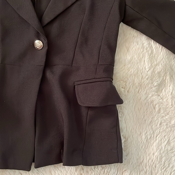 Black 3/4 sleeve button blazer - Picture 4 of 11